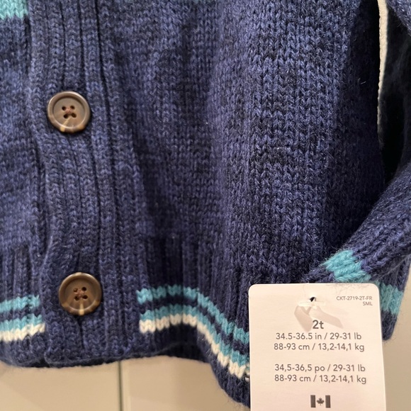 Carters Navy Cardigan with Colorful Stripes - Picture 2 of 4